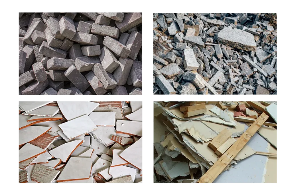 bricks, tiles, concrete, sheetrock
